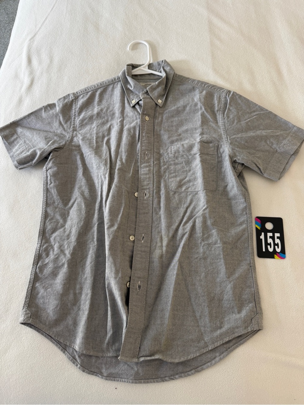 Men's Short-Sleeve Button-Down Shirt in Gray - Casual Oxford Rare Find: Relume